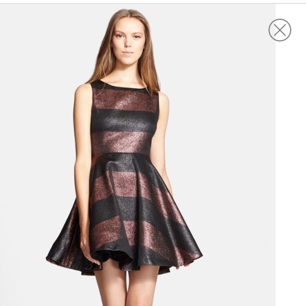 'Foss' Metallic Stripe Fit & Flare Dress